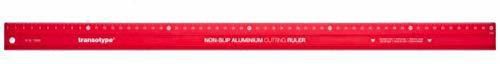 Transotype Non-Slip Aluminum Cutting Ruler 60cm Red