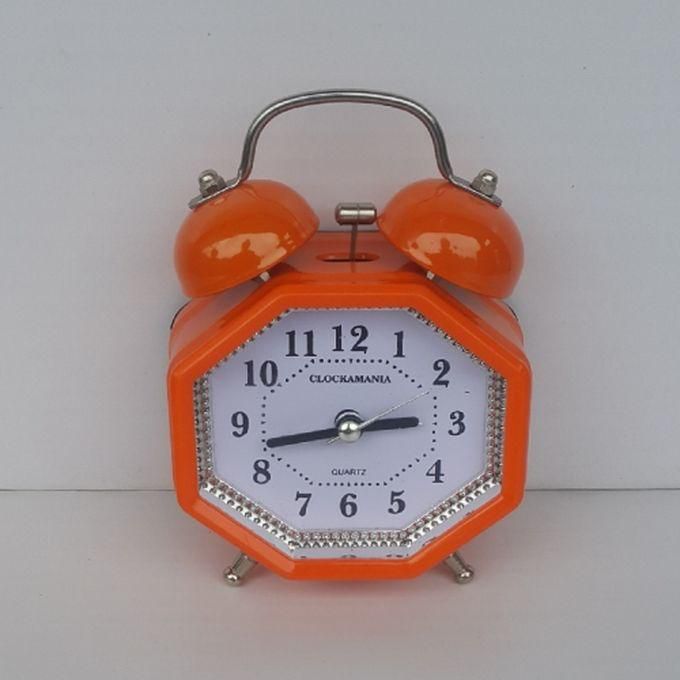 Clockamania OCTAGON Bell Alarm Clock - Orange
