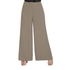 Smoky Egypt Wide Leg High Waist Crepe Pants With Flat Front And Elastic Back Band - Beige