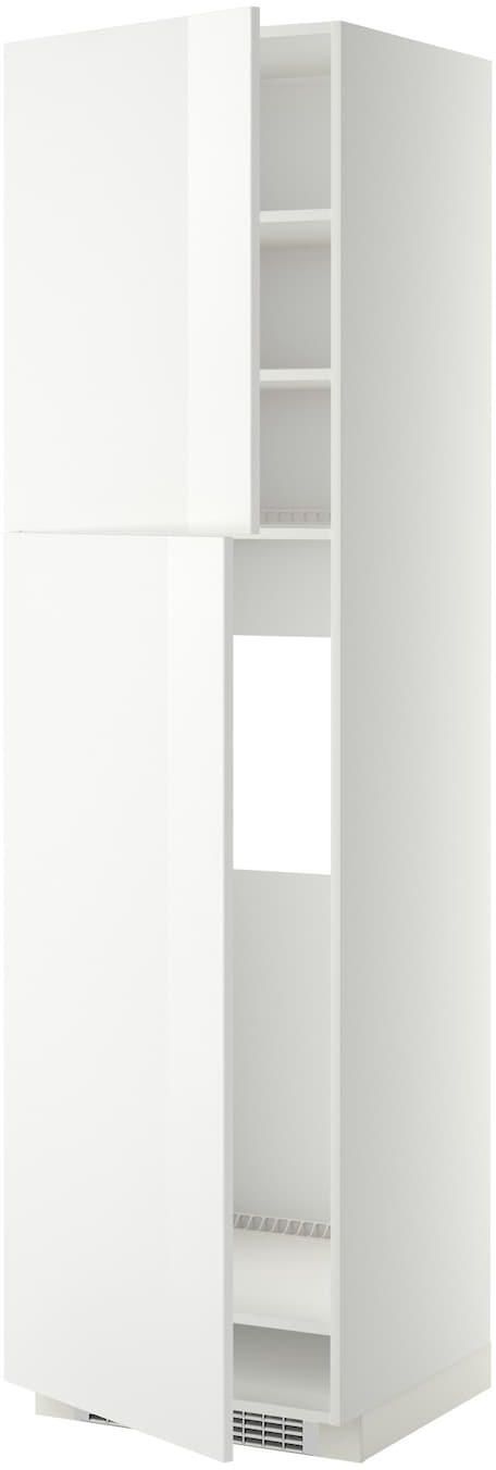 METOD High cabinet for fridge w 2 doors - white/Ringhult white 60x60x220 cm