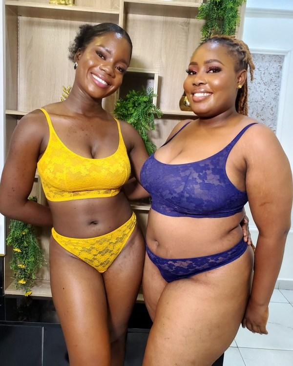 DORINA Amaya Pack of 2 Wirefree Full Cup Bras & Lace Strings, Yellow/Ink