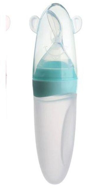 Baby Feeding Bottle With Spoon Soft Silicon-green