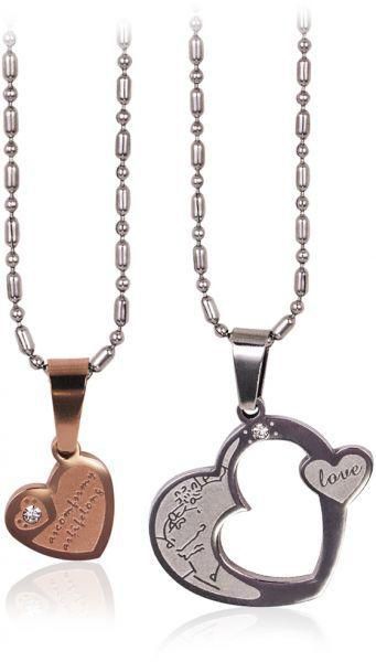 Mysmar White Gold Plated Heart Pair Pendant Necklace, MM514