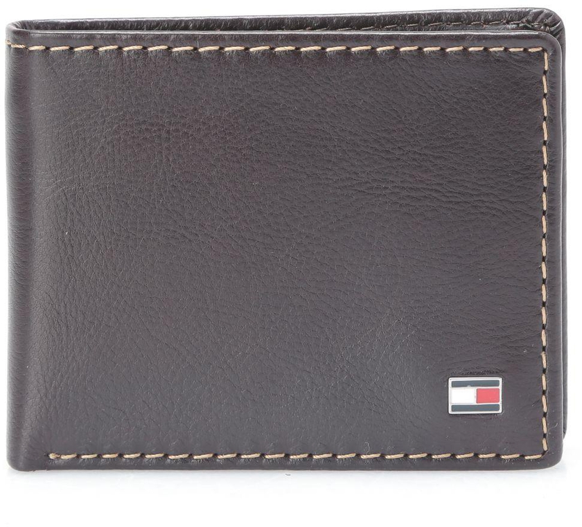 Tommy Hilfiger Double Billfold Wallet for Men - Leather, Chocolate
