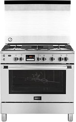 Zanussi Free Standing Gas Cooker 5 Burners Taste Max - Big Digital Screen - Stainless Steel - Gas Oven - Cast Iron Holders - Cooling Fan - Cooking Fan - ZCG92686XA
