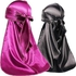 Fashion 2 PCS of Stretchy Black + Purple Silk Durag/wave Drag - QUALITY GUARANTEED