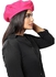 Women Wool Hat Solid Color Warm Wool French Art Cap Hat Women Cap, Fuchsia