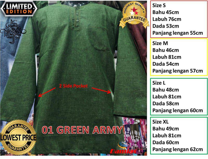 Smartshopmalaysia Kurta Baju Melayu Cotton Sejuk Hight Quality S - XL  (5 Colors)