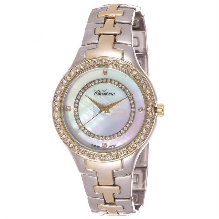 Charisma Women's Mother Pearl Dial Silver and Gold Stainless Steel Band Watch (C5881)