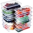 Meanplan Food Storage Containers for Fridge Plastic refrigerator Organizers with Removable Drain Plate and Lid Stackable Produce Containers to Keep Fruits, Vegetables, Meat(12 Packs)