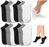 Fashion 6 Pair Women Ankle Socks Ped Low Cut Fit Crew Size 9-11 Sport Black White Grey