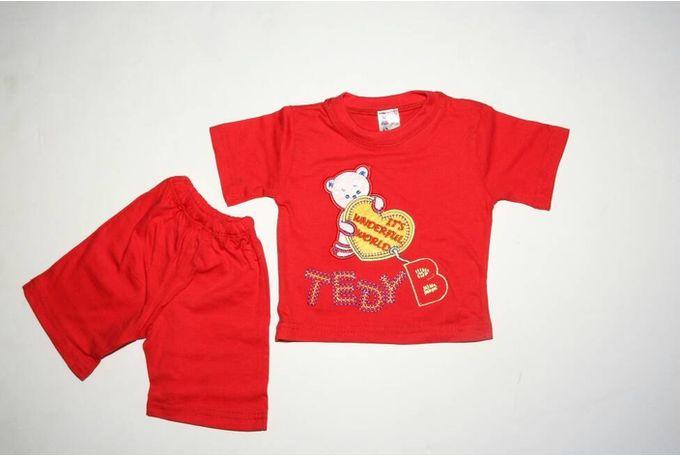 Andora Printed Boys Kit (T-Shirt+Short) - Red