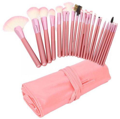 Professional 22 Pcs Makeup Cosmetic Brushes Set Kit with Pink Bag Case Pouch