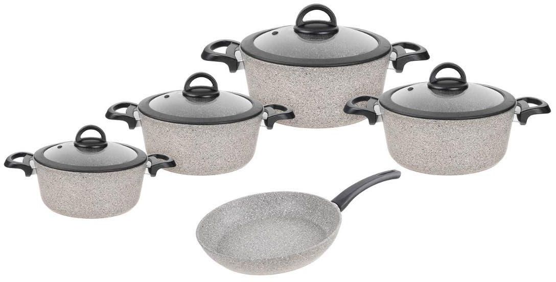 Get Cookin Aboud Bio Granite Cookware Set, 9 Pieces - Grey with best offers | Raneen.com