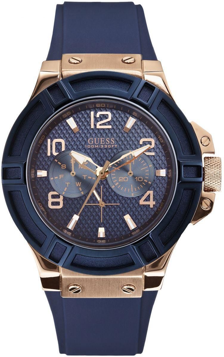 Guess Men's Sporty Silicone Watch W0247G3 (Blue)