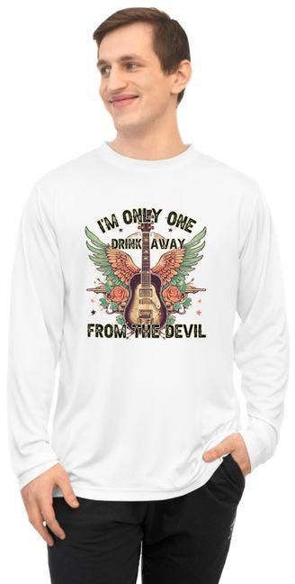 تيشرت ابيض بكم للرجال والنساء - I'M Only One Drink Away From the Devil Unisex Long Sleeve Shirt