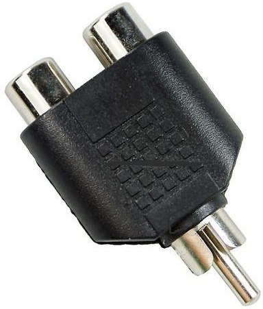 2 RCA Female To 1 RCA Male Adapter - Black
