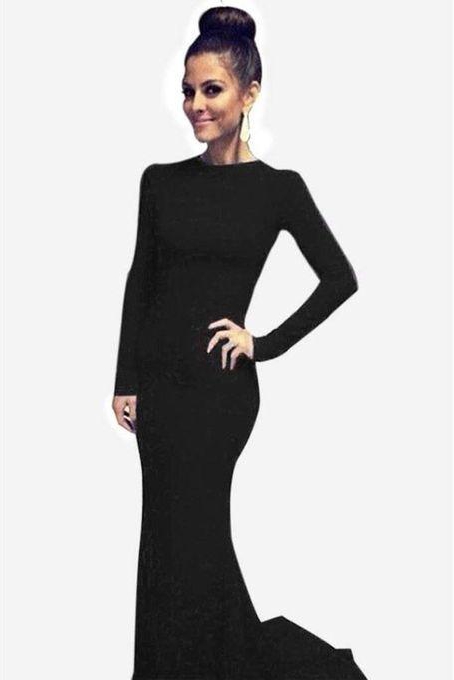 Sunweb Sexy Women Long Sleeve Prom Ball Cocktail Party Dress Formal Gown Floor-Length Long Maxi Dresses Black
