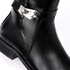 Dejavu Side Silver Lock Round Toecape Ankle Boots - Black