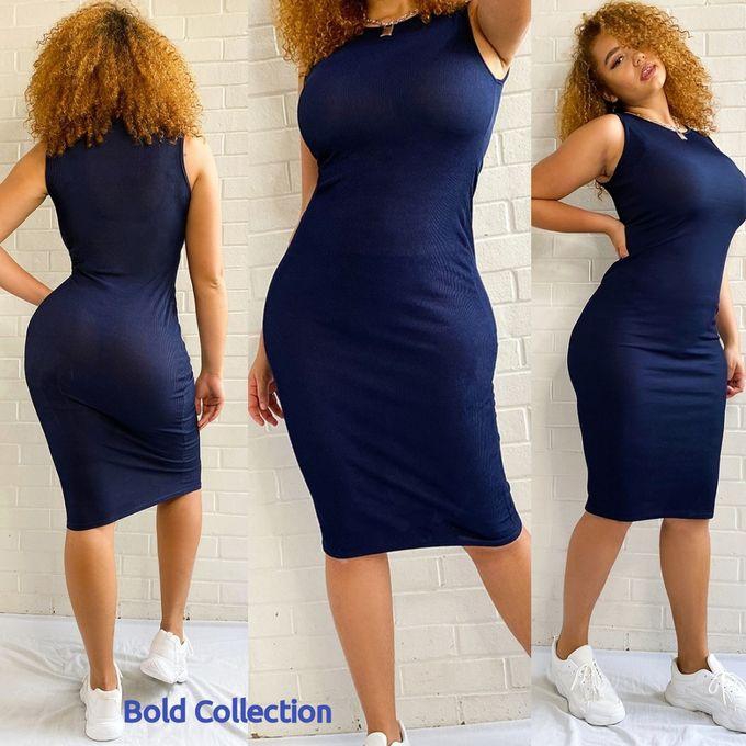 Fashion Stylish Mock Neck Ribbed Bodycon Dress(Hips 36-44inches Fit)