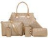 Six Piece Bags Retro Embossed Multi Handbag Set Golden