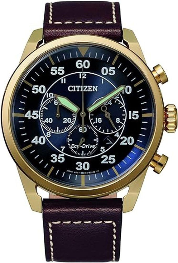 Citizen ساعة سيتيزن للرجال، حركة كوارتز، شاشة عرض انالوج، سوار جلد بني -CA4213-26L
