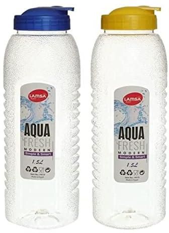 زجاجة مياه بلاستيك اكوا فريش من لمسة بلاست، 1.5 لتر، قطعتين - متعدد الالوان , 1.5 L