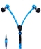 In-Ear Zip Zipper Style Tangle Free Hands Free Headphone Headset Mic Earphones Light Blue