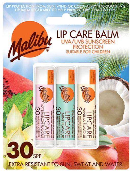 Malibu Blister Pack SPF30 Lipbalm Watermelon/Mint/Vanilla