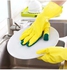 قفازات مقاومة للماء مزودة بإسفنجة لغسل الصحون أصفر/ أخضر 13.5x6x1سنتيمتر