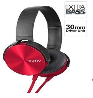 SONY MDR - XB450 EXTRA BASS WIRED HEADPHONES-RED