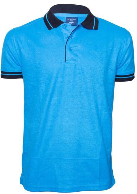 Victor Sky Blue Men's T-Shirt With Black Collar