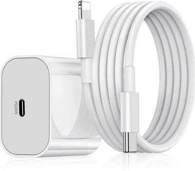 20W PD Charger for iPhone 14 | iPhone 14 Pro Type C Power Charger Adapter with USB C to Light-ning Cable Compatible for iPhone Charger 13, 12, 11, X and Later Series (Charger) - White
