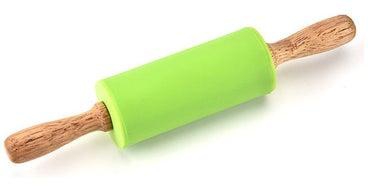 22.5cm Silicone Dough Rolling Pin Non-Stick Wooden Handle Pastry Baking Bakeware Tools green 22*22*22cm