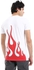 White Rabbit Fire Printed Pattern Short Sleeves T-Shirt - White, Black & Red