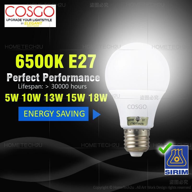 COSGO LED Bulb E27 with SIRIM Light Bulb 5W 10W 13W 15W 18W 6500K