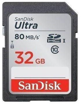 Sandisk Ultra 32GB, SDHC Class 10 UHS-I Up to 80MB/s Memory Card