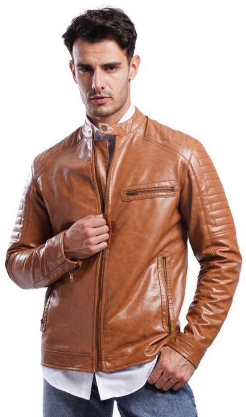 Clever Jacket Leather - Lined Water Proof - With Half Collar