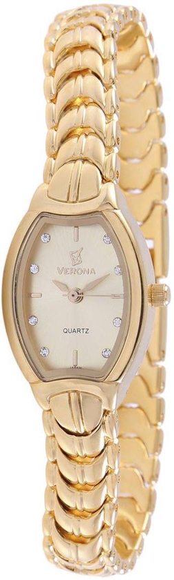 Verona Women's Gold Dial Casual Watch 22k Gold Plated Strap - 7691ST-L