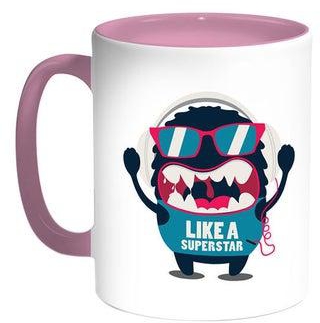 Like A Superstar Printed Coffee Mug Pink/White 11ounce (VTX-9778)