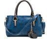 Tianhengyi Women's Faux Leather Crocodile Print Shoulder Bag Top-handle Tote Fashion Zipper Hand Bag Navy Blue
