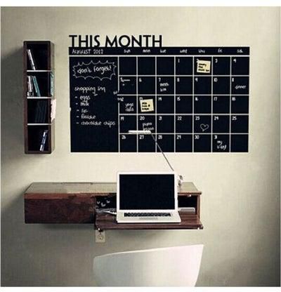 A Month Plan Calendar Chalkboard Memo Board Wall Sticker Black 50*70cm