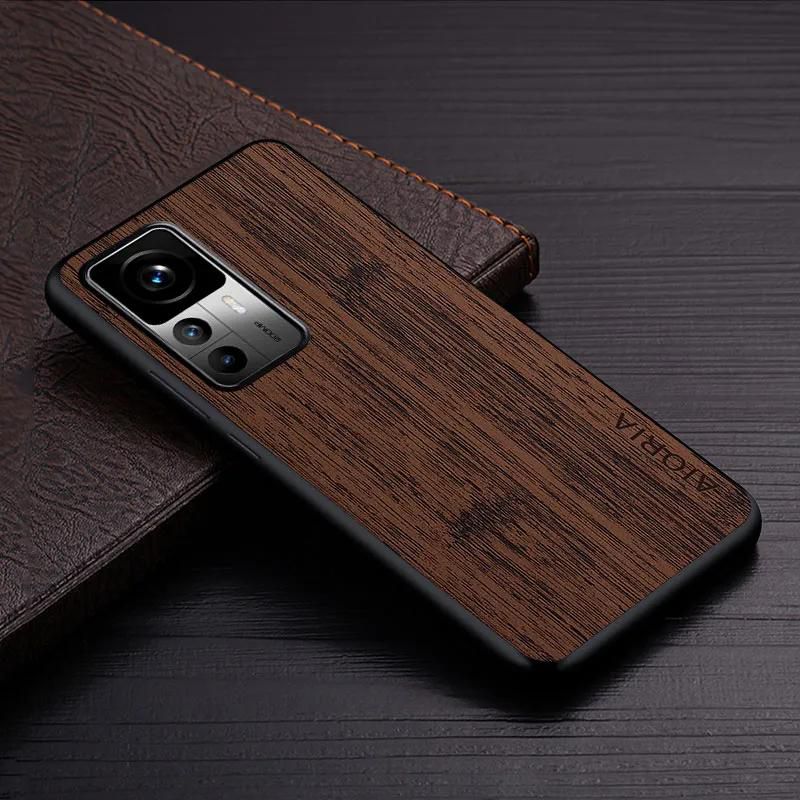 Made of bamboo Leather Phone Case for Xiaomi Mi 12T Pro 12 12S Ultra Lite POCO F4 M5 M5S M4 X4 Pro Redmi A1+Plus,A1 Note 12 Pro Plus Soft TPU Around The Edge Hard PC At The Back 3i