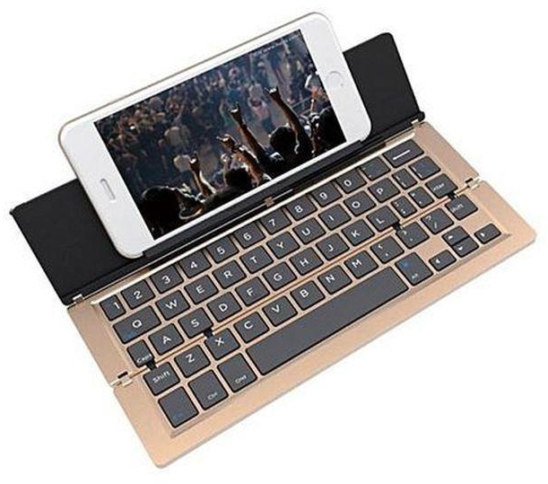Generic Meibaol Store New F18 Foldable Aluminum Alloy Bluetooth Keyboard For Samsung Tablets GD- Gold
