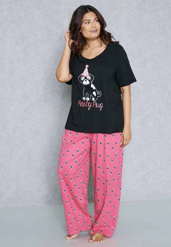 Party Pug Print Pyjama Set
