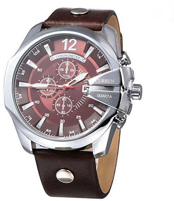 Curren 8176 Waterproof Men's Round Dial Quartz Sports Wrist Watch - Brown