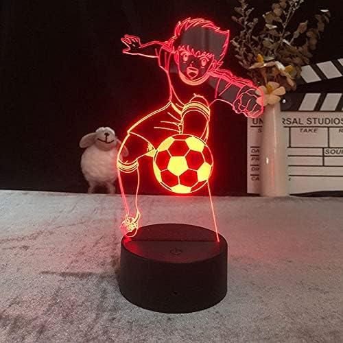 althiqahkey 3D Illusion Light LED Nightlight Anime Figure Lamp Night Colorful Decoration Halloween Decorations Room Decor Captain Tsubasa Ozora Tsubasa Touch Sensor Lighting