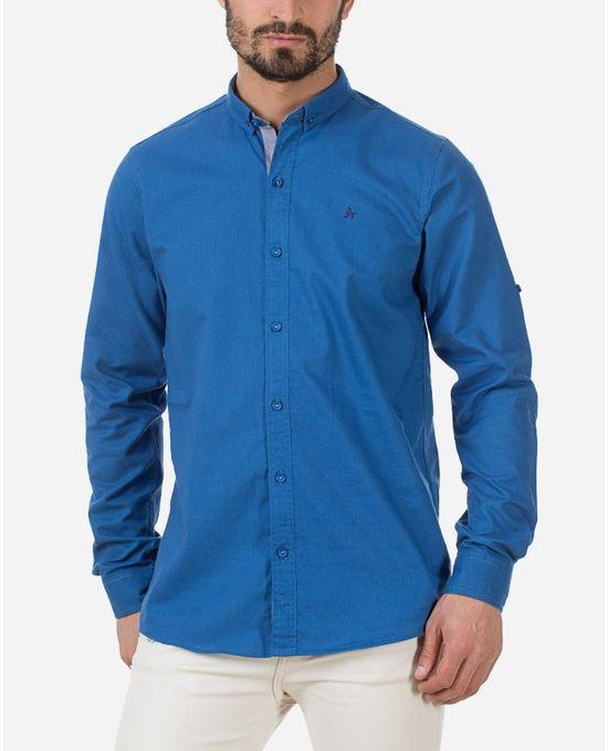 Andora Solid Linen Shirt - Blue