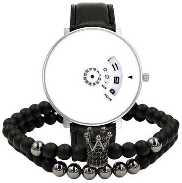 Men's 3-Piece Pointer Display Analog Watch With Bracelet Set NNSB03702711