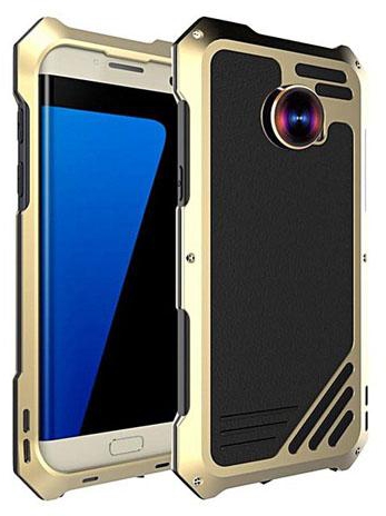 Aluminum Cover With Micro Fish Eye Lens For Samsung Galaxy S7 Edge – Gold